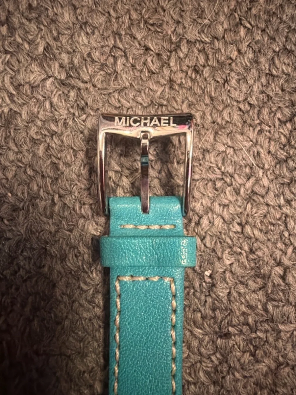 Michael Kors Turquoise Leather Strap Watch Slim Rectangular Women’s